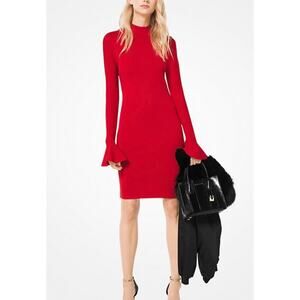 NWOT Michael Kors Red Dress with Bell Sleeves, size Medium